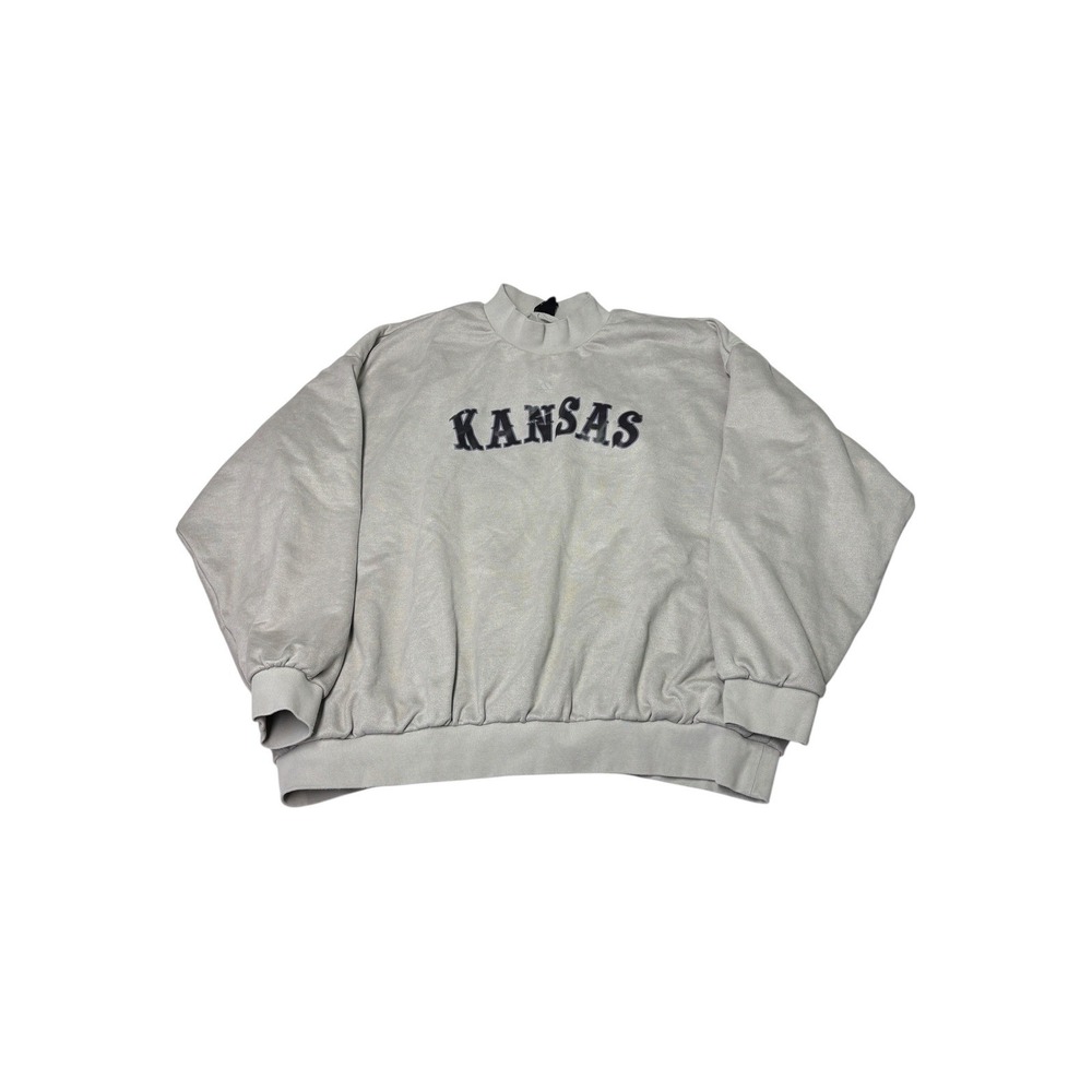 Adidas Basketball Kansas Jayhawks Sweatshirt Mens 2XL Gray Faux‎ Suede Pullover